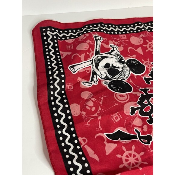 Disney Mickey Pirate Red Bandana Scarf 22x22" Skull Cruise - Picture 3 of 4